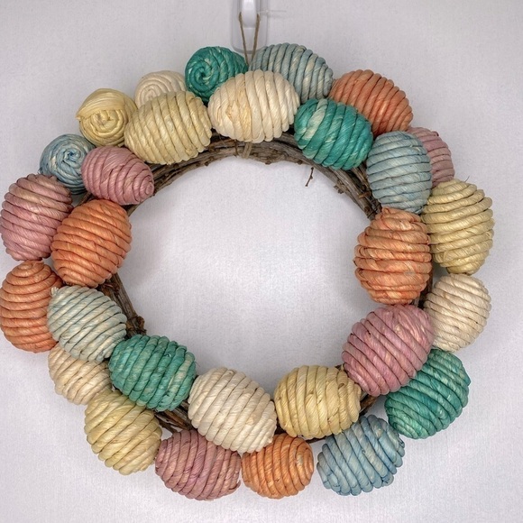 14” EASTER EGG WOODEN NATURAL WREATH - Picture 2 of 4